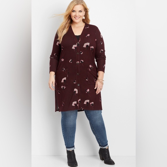 Maurice’s plus size floral button down duster cardigan sweater NWT size 3 - Picture 2 of 5
